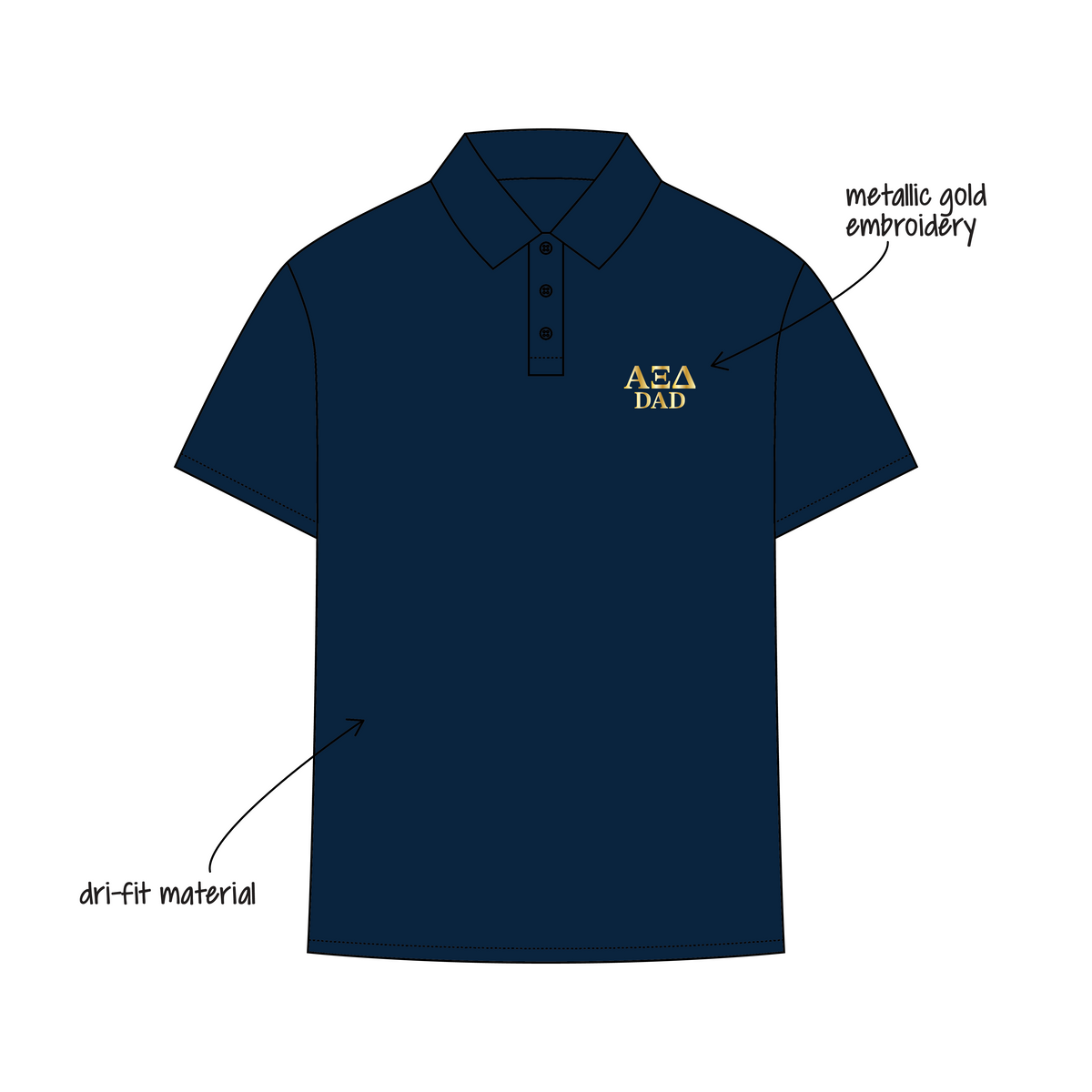 University of Central Florida x Alpha Xi Delta 'Dad's Day' Fern Polo Shirt