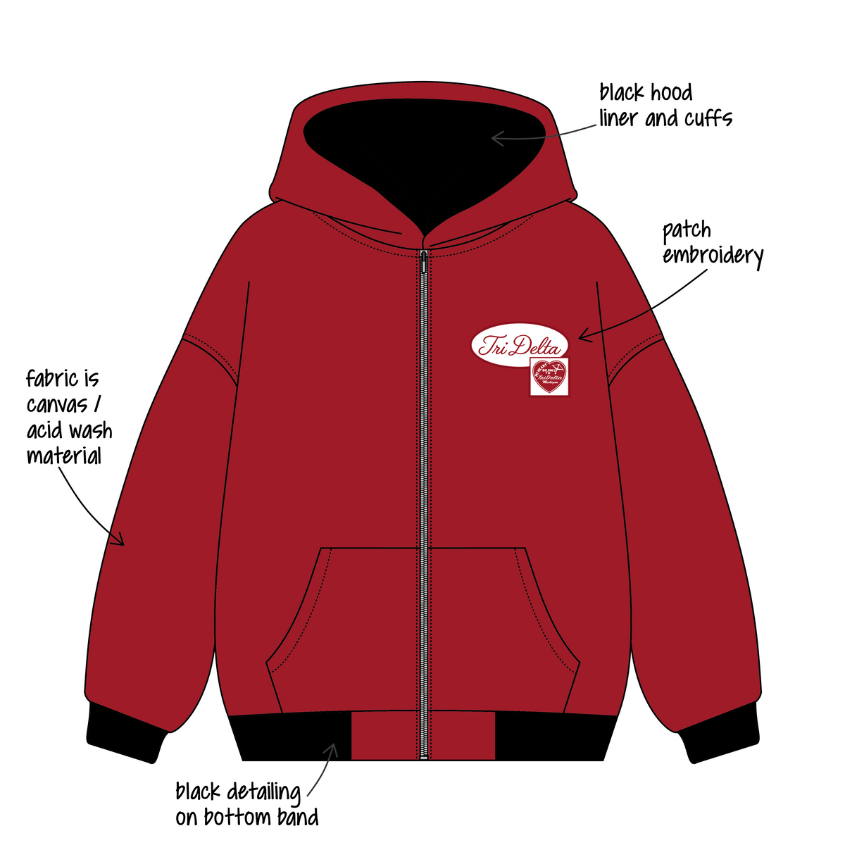 University of Michigan x Delta Delta Delta 'Fall' Signature Workwear Zip-Up Hoodie