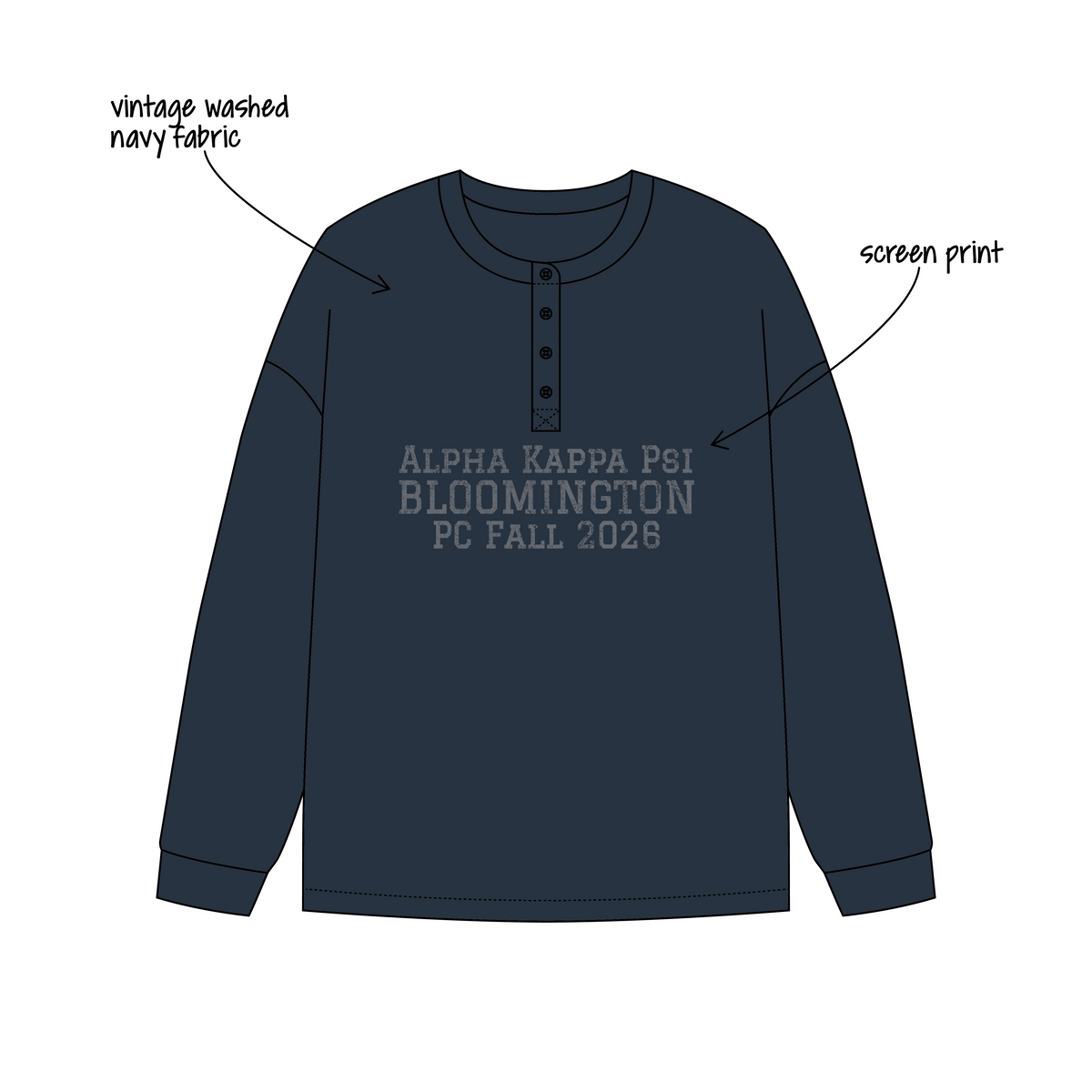 Indiana University Bloomington x Alpha Kappa Psi 'Fall PC 2026 Retreat' Daisy Long Sleeve Henley