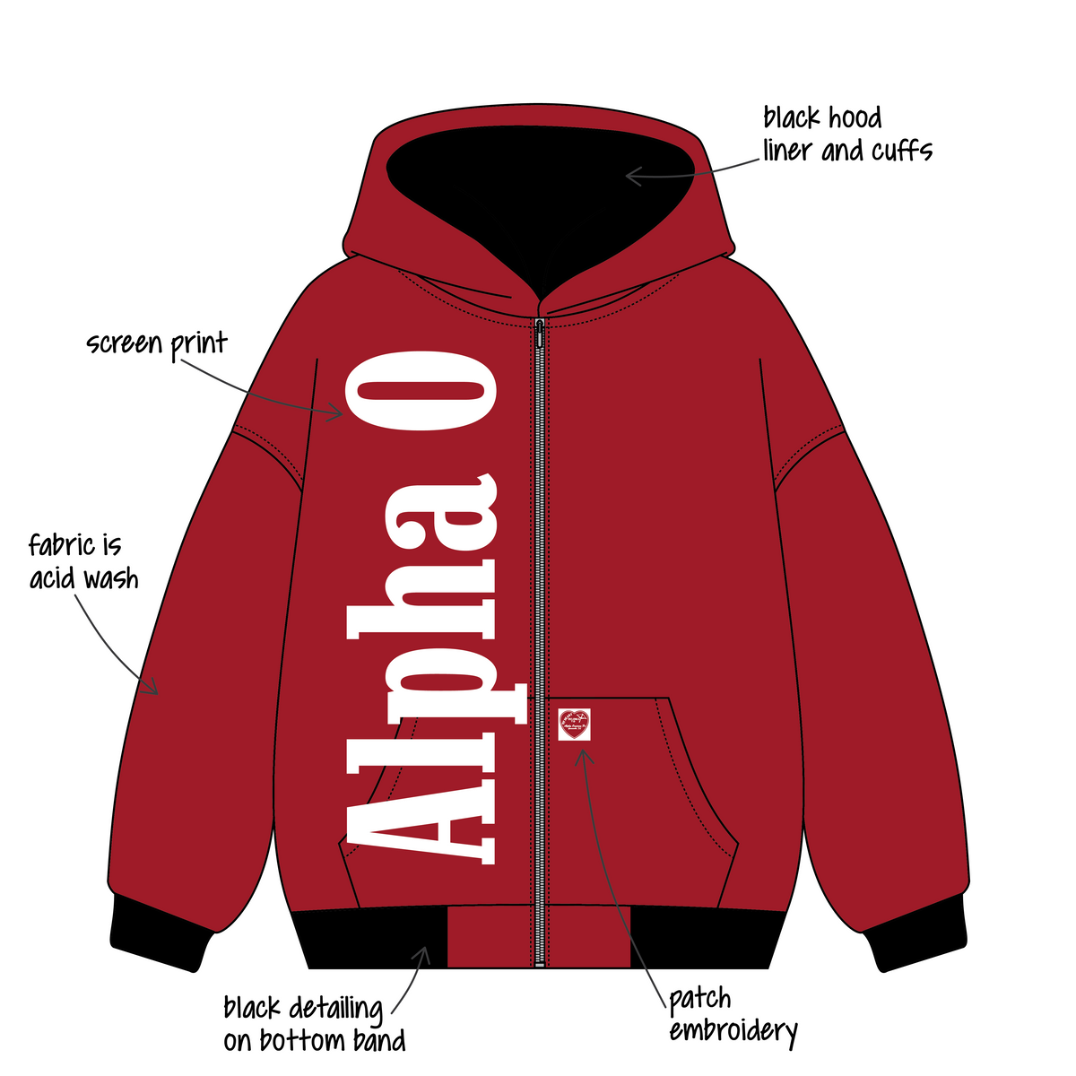 University of Florida x Alpha Omicron Pi 'fall zip up' Signature Zip-Up Hoodie