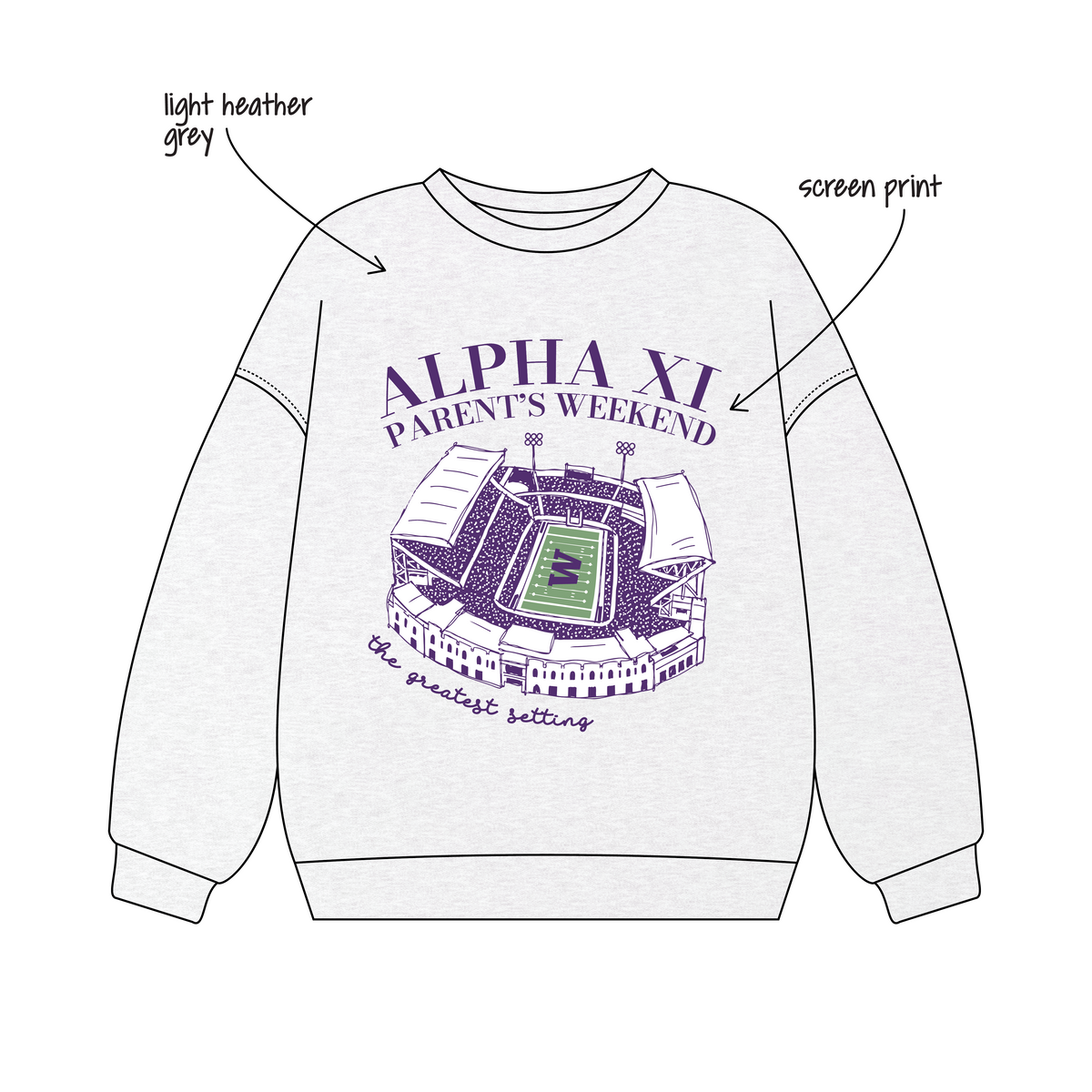 University of Washington x Alpha Xi Delta 'Parents Weekend 2026' Gildan 18000 Crewneck