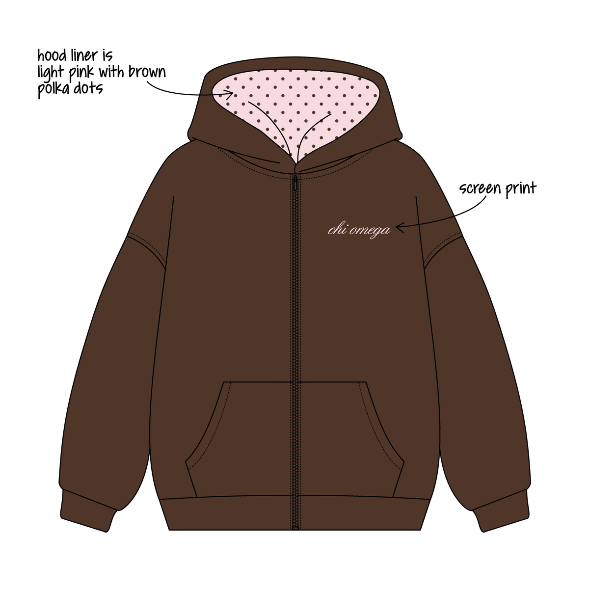 Sacred Heart University x Chi Omega 'General Merch Drop' Signature Zip-Up Hoodie