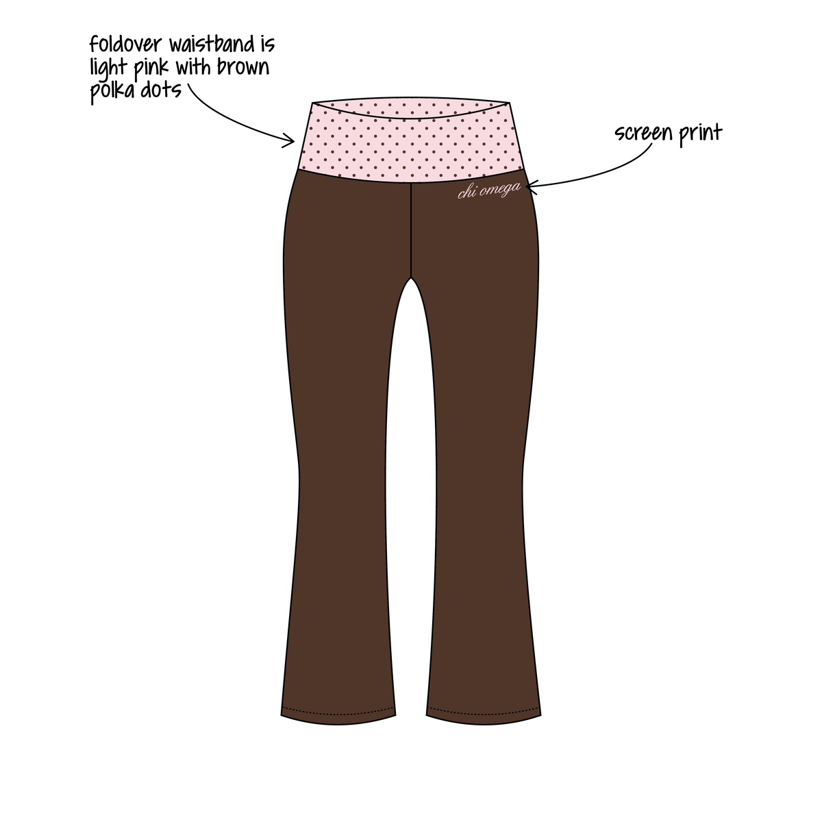Sacred Heart University x Chi Omega 'General Merch Drop' Becca Foldover Yoga Pants