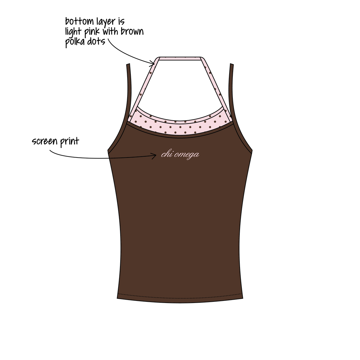 Sacred Heart University x Chi Omega 'General Merch Drop' Sara Double Layer Tank Top