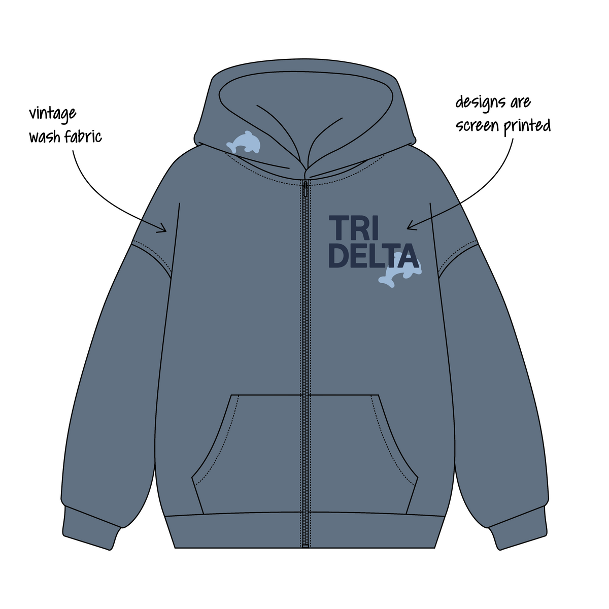 Villanova University x Delta Delta Delta 'Winter Sweat Sets' Signature Zip-Up Hoodie