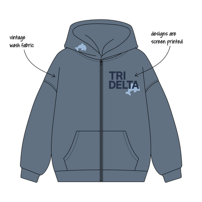 Villanova University x Delta Delta Delta 'Winter Sweat Sets' Signature Zip-Up Hoodie