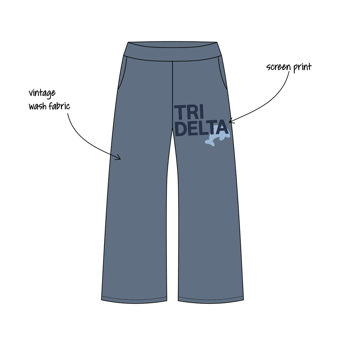 Villanova University x Delta Delta Delta 'Winter Sweat Sets' Jagger Wide-Leg Sweatpants