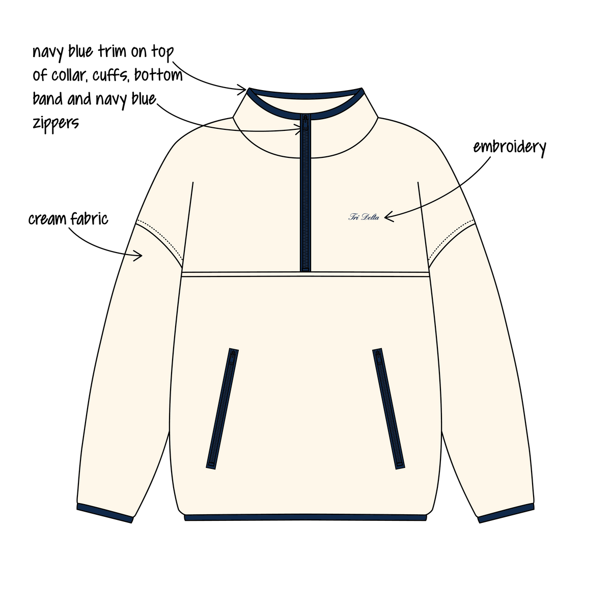 University of Delaware x Delta Delta Delta 'Winter Merch' Callie Fleece Quarter Zip