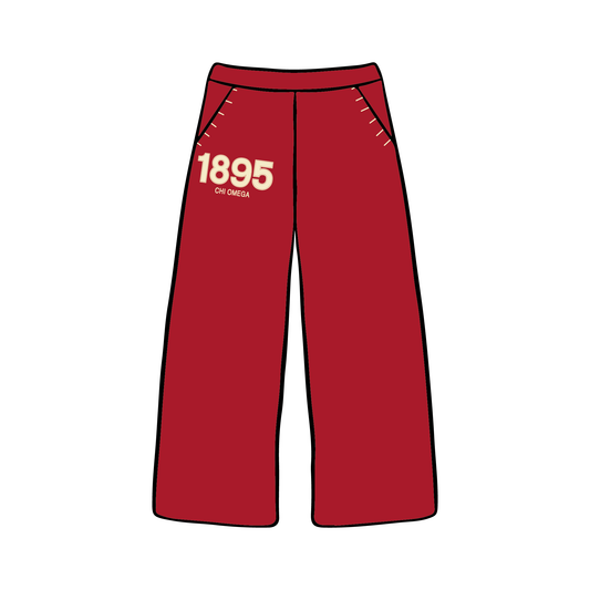 University of Virginia x Chi Omega 'Red' Wide Leg Sweatpants