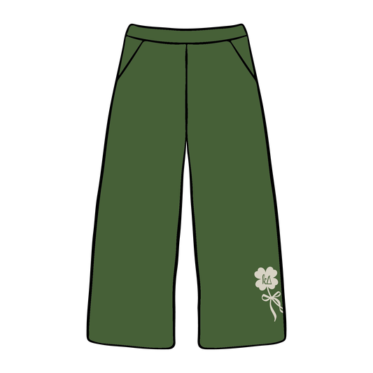 Kappa Delta 'Green Embroidered' Wide Leg Sweatpants